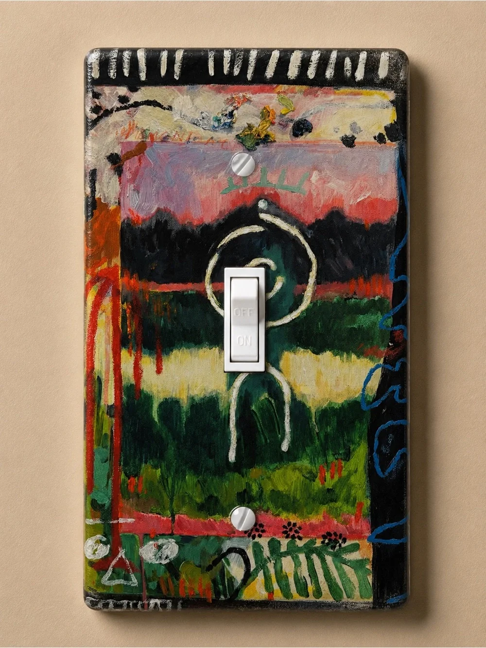 Abstract Multicolor Light Switch Cover - Handmade